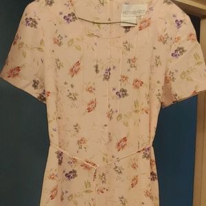 Ankle length pink with floral detail Motherhood dress with tie in back